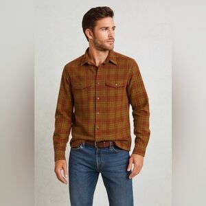Royal Robbins Plaid Button Down Shirt Brown Red Yellow Size L Outdoor Casual